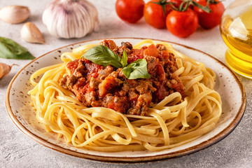 Italian pasta bolognese.