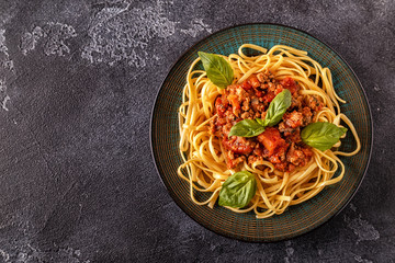 Italian pasta bolognese.
