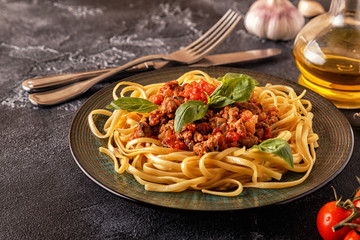 Italian pasta bolognese.