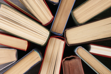 Naklejka premium Stack of hardback books