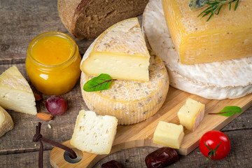cheese on wooden table
