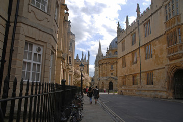 Catte Street, Bodleian Library, Radcliffe Square and University Church in Oxford, United Kingdom