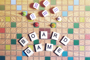Board games. Home entertainment, games, canvas, cubes, cones.