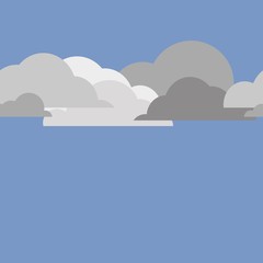 Seamless long horizontal  pattern with clouds and rain