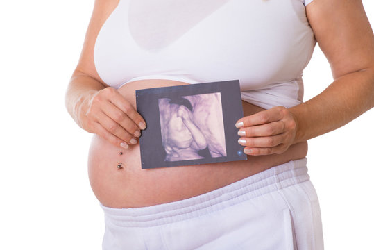 Schwangere mit 3D Ultraschallbild