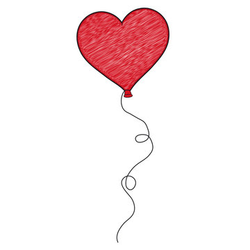 Heart Shaped Balloon - Scribble Vector Illustration
