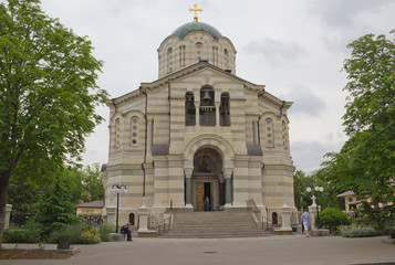 Fototapeta na wymiar St. Vladimir's Cathedral is an Orthodox church in Sevastopol which was built in the aftermath of the Crimean War as a memorial to the heroes of the Siege of Sevastopol (1854–1855).