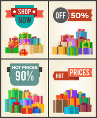 Shop Now Hot Price 90 Half Discount Promo Labels