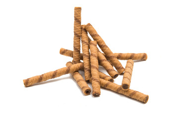 waffle chocolate rolls isolated