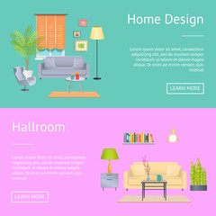 Home Design and Hallroom on Vector Illustration