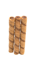 waffle chocolate rolls isolated