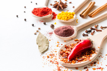 seasoning and spices on a white background closeup