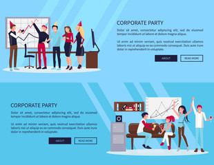 Corporate Party Web Page on Vector Illustration