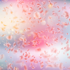 Sakura flying downwind petals on wind. EPS 10 vector