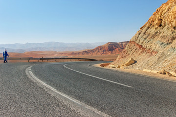 travel on empty highway in Morocco valley