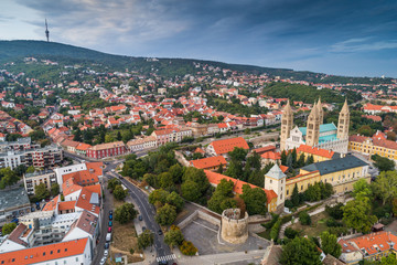 Obraz premium Pecs, Szekesegyhaz. Bird eye view