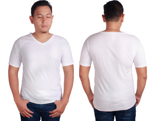 White v-neck shirt mockup template