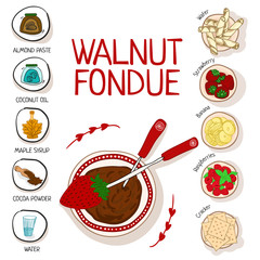 Recipe for walnut fondue with ingredients