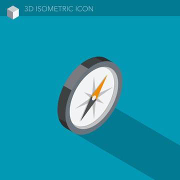 boussole ic&ocirc;ne 3D isom&eacute;trique - compass 3D isometric web icon