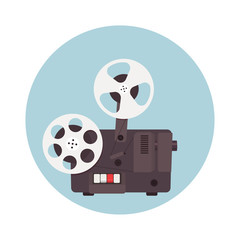 Old cinema projector. Template for banner, flyer or poster. Vector illustration