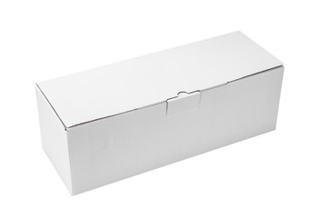 Naklejka premium Closed paper box on the white background