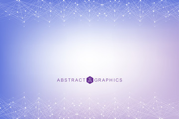 Geometric abstract background with connected line and dots. Structure molecule and communication. Big Data Visualization. Medical, technology, science background. Vector illustration.