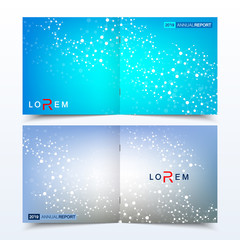 Fototapeta na wymiar Scientific templates square brochure, magazine, leaflet , flyer, cover, booklet, annual report. Scientific concept for medical, technology, chemistry. Structure molecule and communication. Dna, atom.