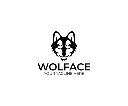Wolf Face Logo Template. Animal Vector Design. Predator Illustration
