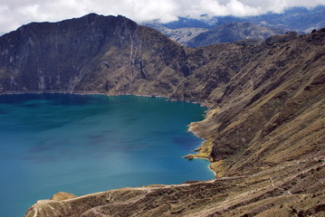 Obraz na płótnie Canvas View of Quilotoa a water filled caldera in the west of Ecuador
