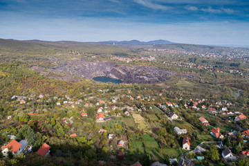 Fototapeta na wymiar Aerial view, deep mine lake