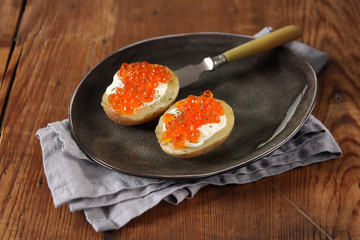 potato with red caviar