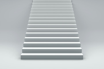 Vista frontale di una scala bianca, con gradini rettangolari