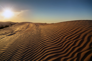 Sunset at the Desert Sand Dunes Landscapes Beautiful Nature