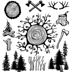 Fotobehang Hipster Dieren Trendy hipster lumberjack set  © Viktoriia Protsak