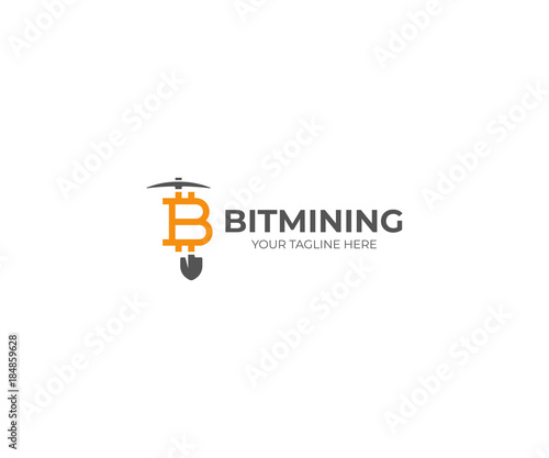 Bitcoin Mining Logo Template Cryptocurrency Vector Design Mining - 