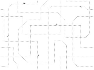 abstraktes Muster mit Schnittlinien und Scheren-Symbolen - hier schneiden