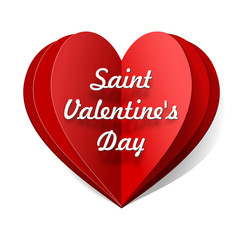 Paper folded vector heart with Happy Valentines Day text