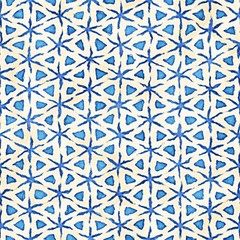 Obraz premium Native batik seamless watercolor artistic boho style colorful square pattern.