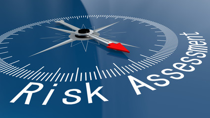 Blue compass with Risk Assessment word