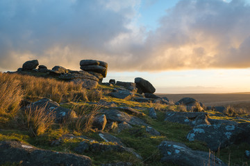 showery tor on bodmin moor, cornwall, uk at sunrise © stevie_uk