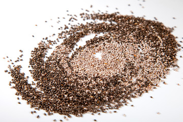 2 kinds of Chia seeds on white background