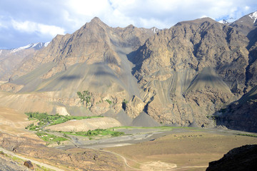 Nisur village in the beautiful Bartang Valley, Pamir Mountain Range, Tajikistan
