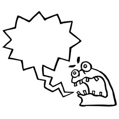 Angry knot monster screams. Speech bubble. Vector Illustration.