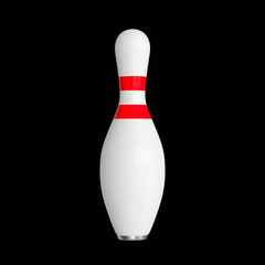 Isolated Floating Bowling Pin on a black background