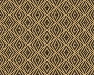 Seamless kraft paper brown and black grunge geometrical op art rhombic simple pattern vector