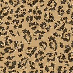 Seamless kraft paper brown and black grunge leopard skin animal pattern vector