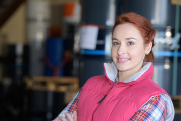Fototapeta premium female worker in distribution warehouse