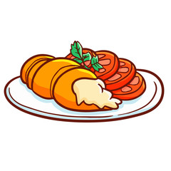 Fresh and funny bread with tomato for breakfast - vector.
