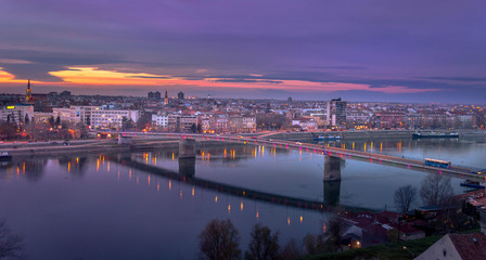 Naklejka premium Cityscape panorama with bridge