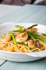 scallop asparagus cream pasta
